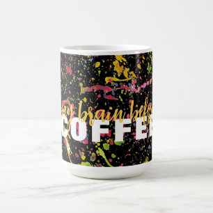 Lustigt, min hjärna före kaffe kaffemugg