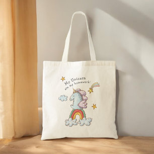 Lustigt min Unicorn Ate Min hemläxa Barn Tygkasse