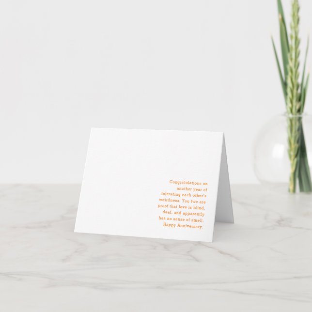 Lustigt minialistiskt Bröllop-årskort Helgkort (Framsida)