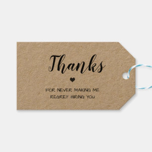 Lustigt minimalistiskt medarbetarvärde presentetikett