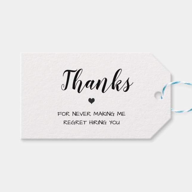 Lustigt minimalistiskt medarbetarvärde presentetikett (Framsidan (Horisontell))