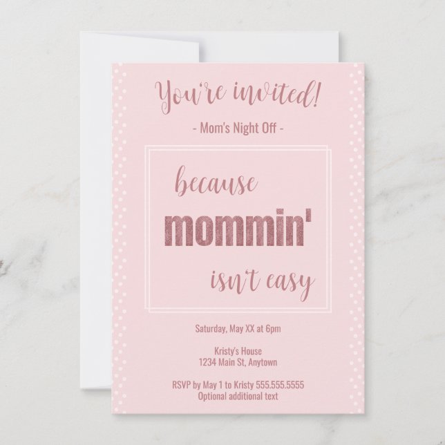 Lustigt Mommin är inte Easy Mamma Night av Party Inbjudningar (Framsida)
