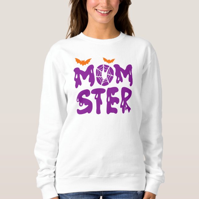 Lustigt "Momster" som kör Brev Halloween Mamma T Shirt (Framsida)