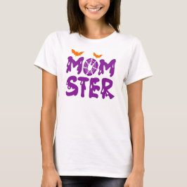 Lustigt "Momster" som kör Brev Halloween Mamma T Shirt