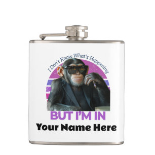 Lustigt Monkey Namn, jag vet inte vad som händer Fickplunta