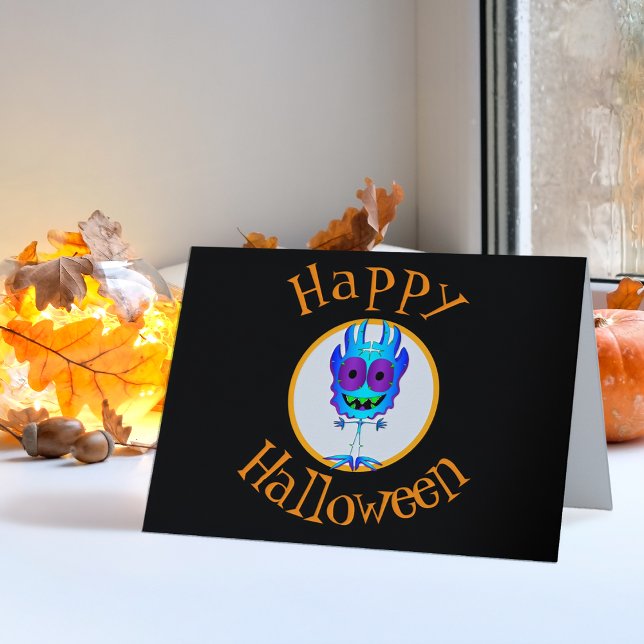 Lustigt, Monster, Halloween Kort (Ok, here is a totally excellent cartoon monster Happy Halloween greeting card!)