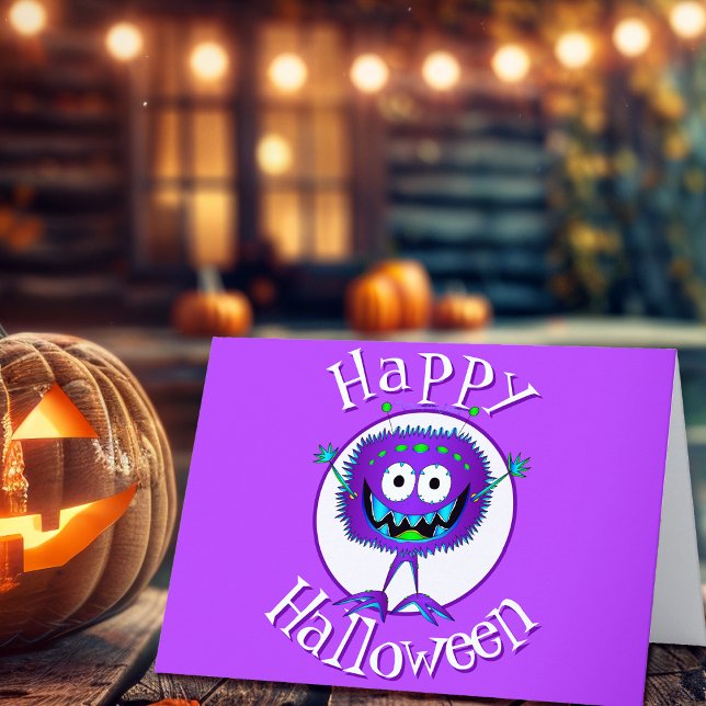 Lustigt, Monster, Halloween Kort (Check out this most excellent cartoon monster Halloween card!)