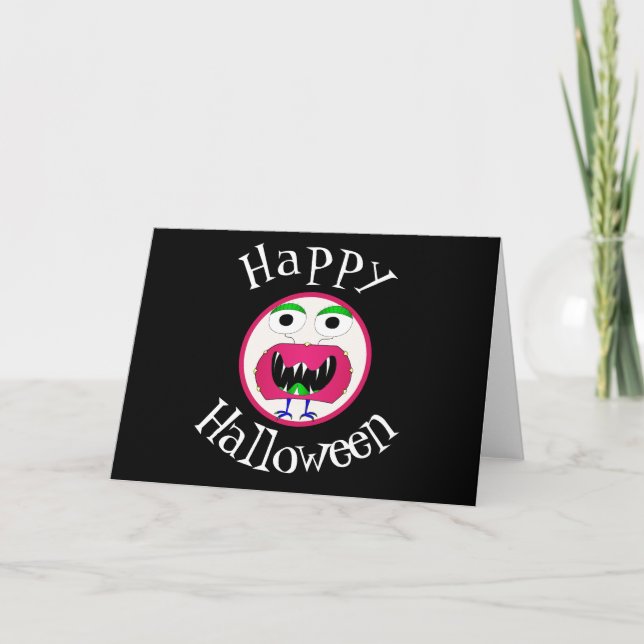 Lustigt, Monster, Halloween Kort (Framsida)