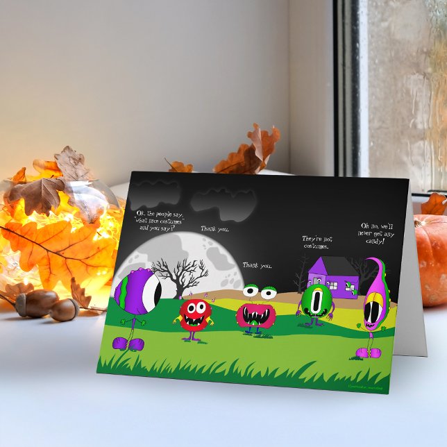 Lustigt, monster, Halloween-kort Kort (Check out this most awesome Halloween funny monsters greeting card!)