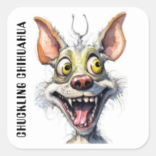 Lustigt monster Hund: Chuckling Chihuahua Fyrkantigt Klistermärke