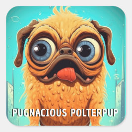 Lustigt monster Hund: Grymmande polterpup Fyrkantigt Klistermärke
