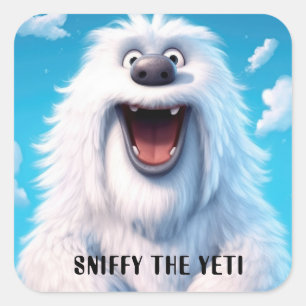 Lustigt monster Hund: Sniffy the Yeti Fyrkantigt Klistermärke