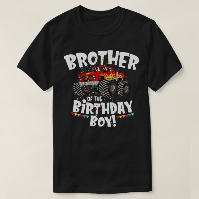 Lustigt monster ruck Brother of the Birthday Boy G T Shirt (Design framsida)
