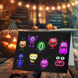 Lustigt, Monsters, Halloween Kort