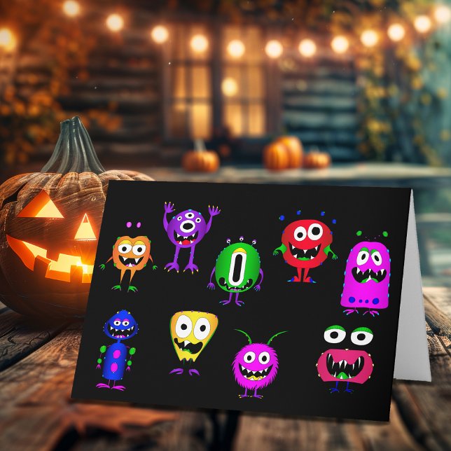 Lustigt, Monsters, Halloween Kort (Hey, check out this most awesome Halloween card with some very cool cartoon monsters!)