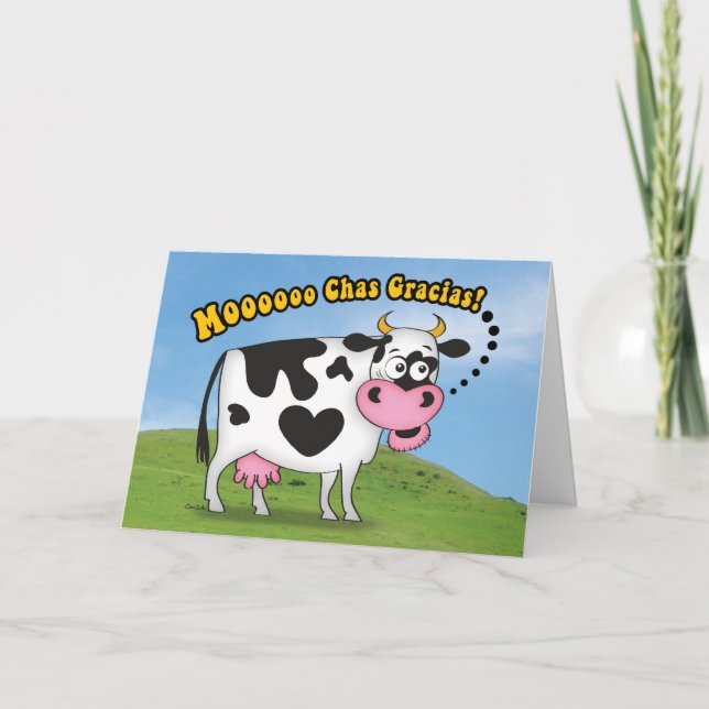 Lustigt MoooChas Gracias Cow - tackkort (Framsida)
