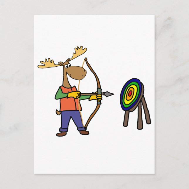 Lustigt moose Practicing Archery Vykort (Framsida)