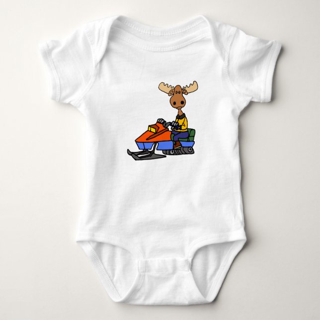 Lustigt moose Snowmobiling T Shirt (Framsida)