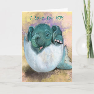 Lustigt Mors dag-kort med Cute Baby Elephant Kort