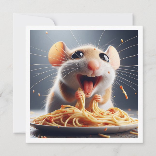 Lustigt Mouse Dinner-inbjudan, Mouse Birthday Inbjudningar (Framsida)