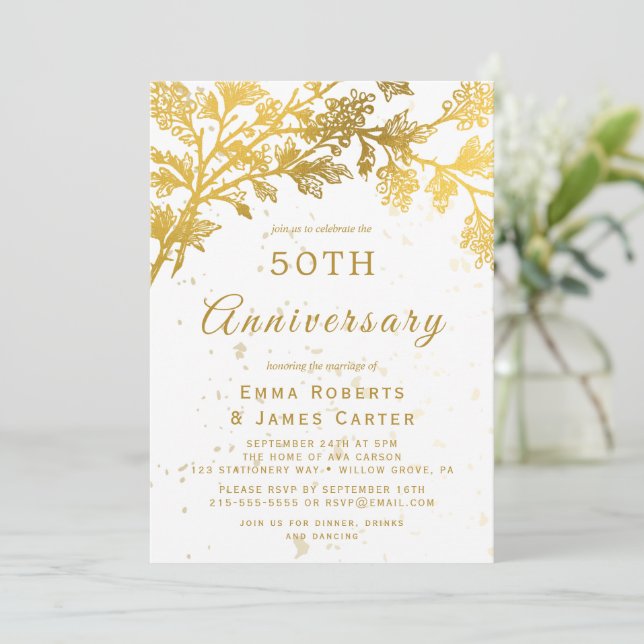 Lustigt Mr & Mrs. 50-årsdag Inbjudningar (Stående Fram)