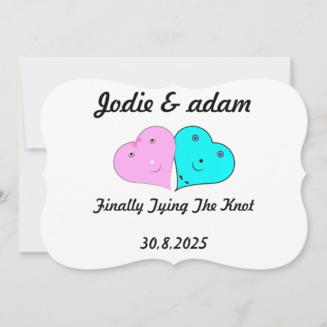 Lustigt mr & Mrs-hjärter Inbjudningar (Framsida)