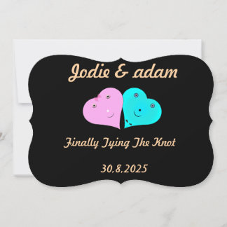 Lustigt mr & Mrs-hjärter Inbjudningar