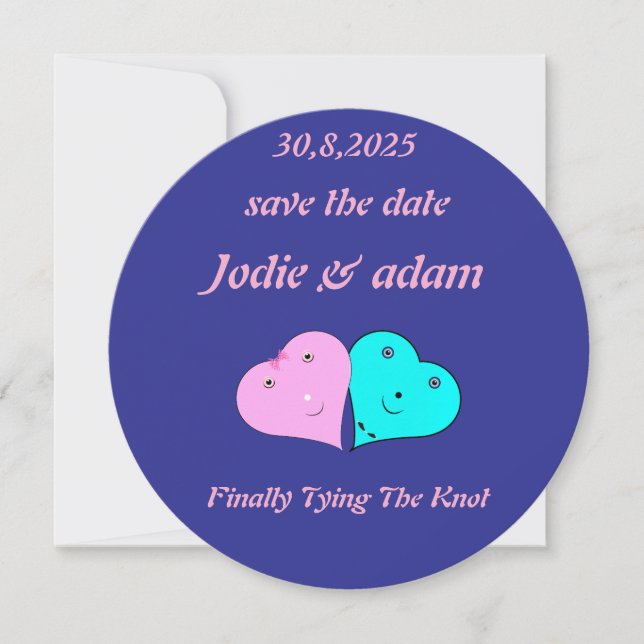 Lustigt mr & Mrs-hjärter Spara Datumet (Framsida)