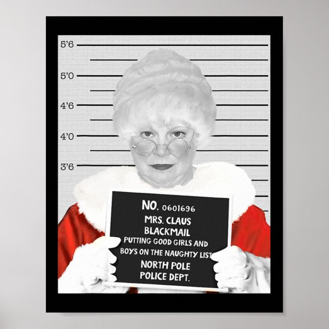 Lustigt Mrs Claus Mugshot Jails arresterad på Kris Poster (Framsidan)