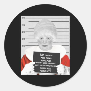 Lustigt Mrs Claus Mugshot Jails arresterad på Kris Runt Klistermärke