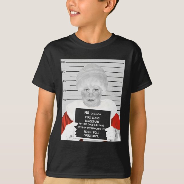 Lustigt Mrs Claus Mugshot Jails arresterad på Kris T Shirt (Framsida)