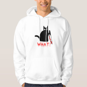 Lustigt Murderous Black Cat Vad? Innehav av Knivar Hoodie