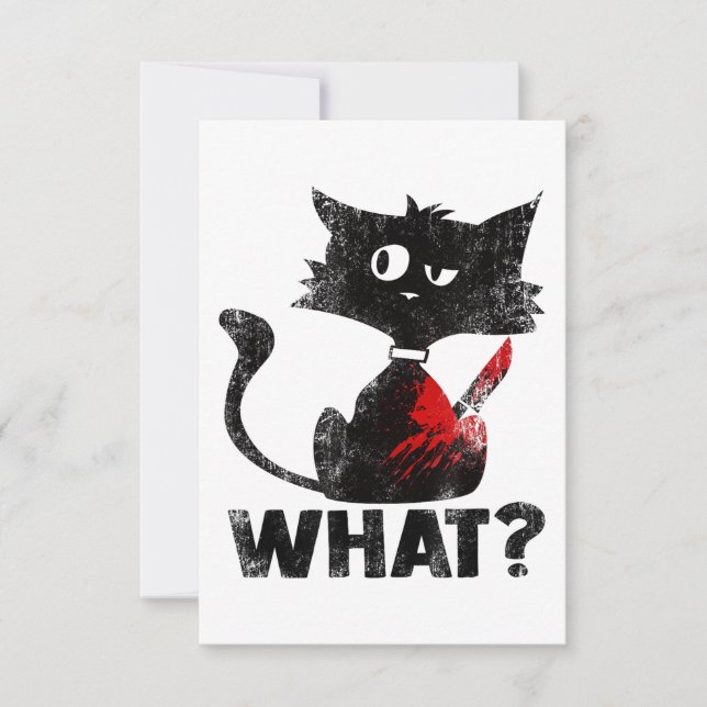 Lustigt Murderous Black Cat What with Knivar Hallo Tack Kort (Framsida)