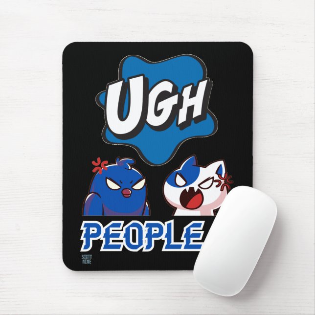 Lustigt musblock "UGH PEOPLE !"! Musmatta (Med mus)