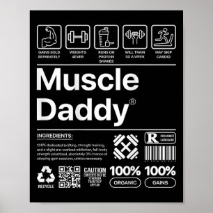 Lustigt muskel pappa för Workout Gym Älskare och B Poster