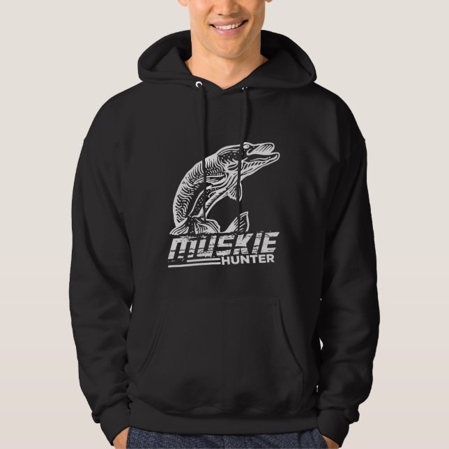 Lustigt Muskellunge Fish Muskie Hunter Musky Fishi Hoodie (Framsida)