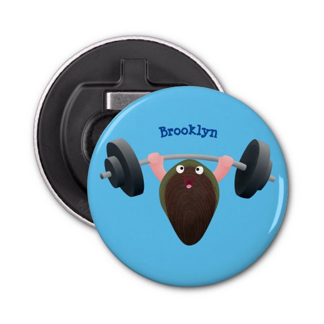 Lustigt mussel som arbetar med illustration av tec flasköppnare (Framsidan)