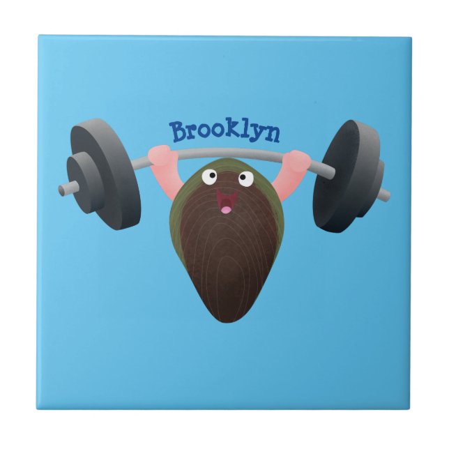 Lustigt mussel som arbetar med illustration av tec kakelplatta (Framsidan)