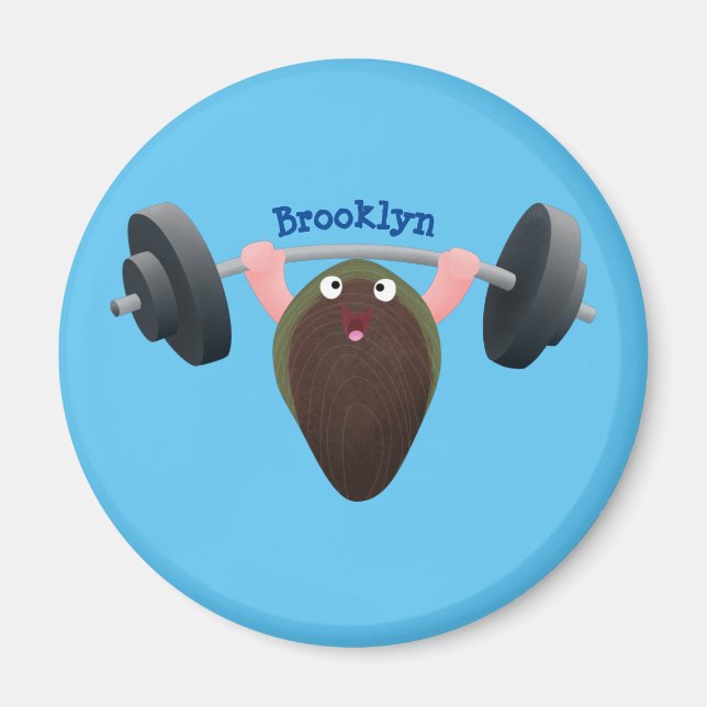 Lustigt mussel som arbetar med illustration av tec magnet (Framsidan)