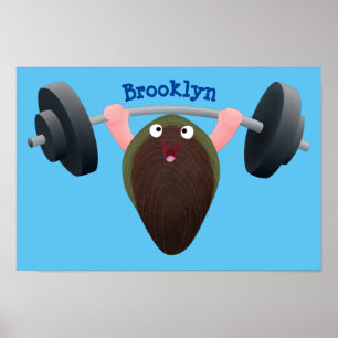 Lustigt mussel som arbetar med illustration av tec poster