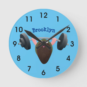 Lustigt mussel som arbetar med illustration av tec rund klocka