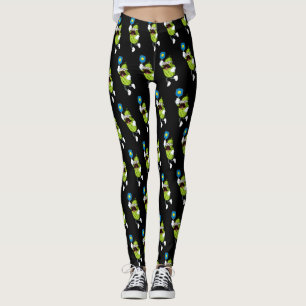 Lustigt mustache Pickle spelar Pickleball Black Leggings
