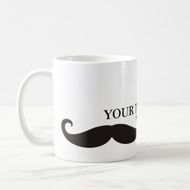 Lustigt Mustache / Schnurrbart + din text Kaffemugg (Vänster)