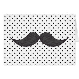 Lustigt Mustache Teckning och Black Polka dots OBS Kort