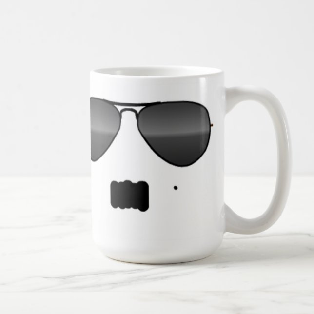 Lustigt mustasch goggles gullgangster kaffemugg (Höger)