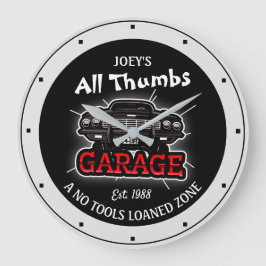 Lustigt Namn alla tummar Garage Retro-bildsdatum  Stor Klocka