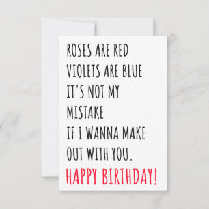 Lustigt Naughty Birthday-presentkort för honom och Tack Kort