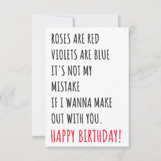Lustigt Naughty Birthday-presentkort för honom och Tack Kort