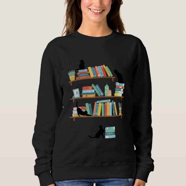 Lustigt Naughty Cat och Bok Reader Dam Kitten T Shirt (Framsida)