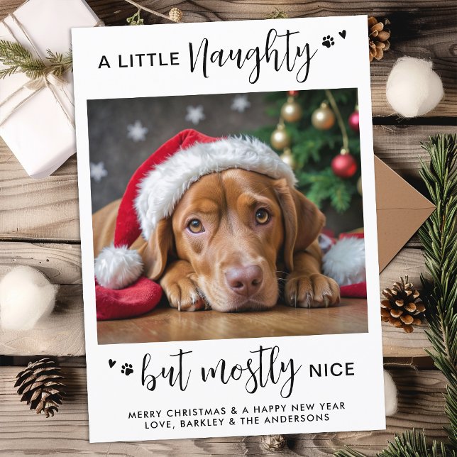 Lustigt Naughty Nice Personlig Cute Hund Pet Photo Julkort (Skapare uppladdad)